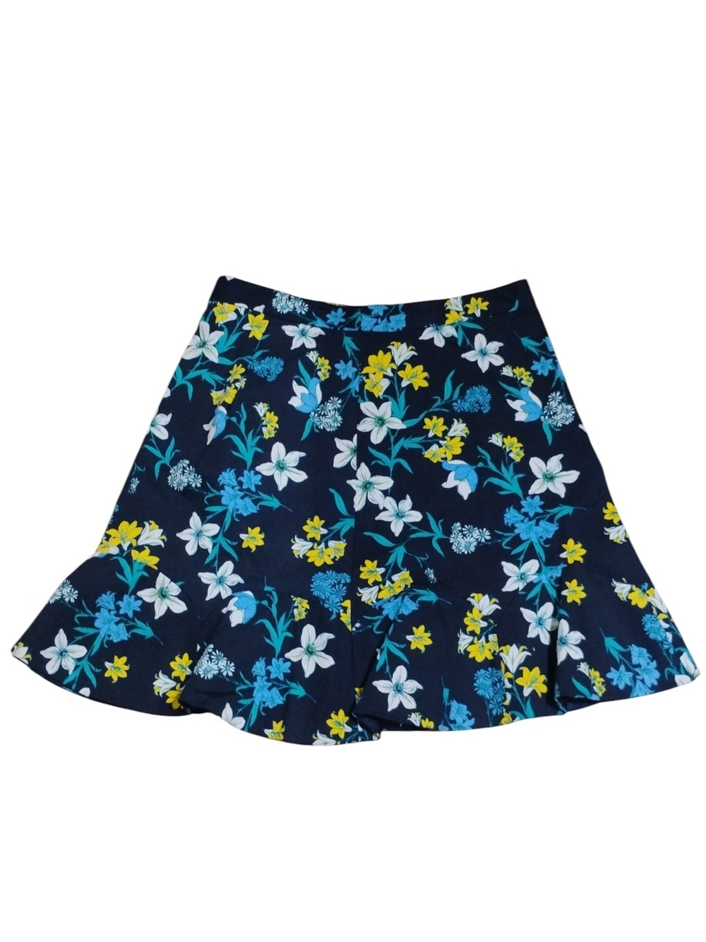 Draper James Navy Floral Circle Skirt with Blue, White & Yellow Blooms SZ 6